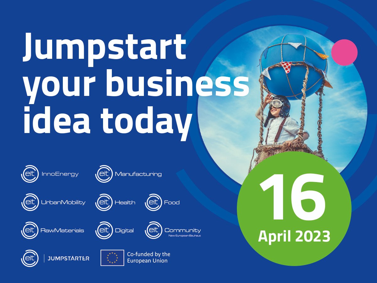 Join the #EITJumpstarter program and start your business! What are the benefits?
🎓Individual mentoring and financial support,
🔎Meeting visionaries who want to change the rules of the game in their business,
📣 Building contacts in an international environment  @EITeu