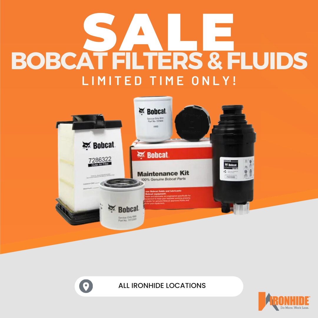 goironhide's tweet photo. SALE ‼️ Now through the end of April, 10% off ALL Bobcat filters and fluids at all Ironhide Equipment locations! https://t.co/IrBT3L2CAt