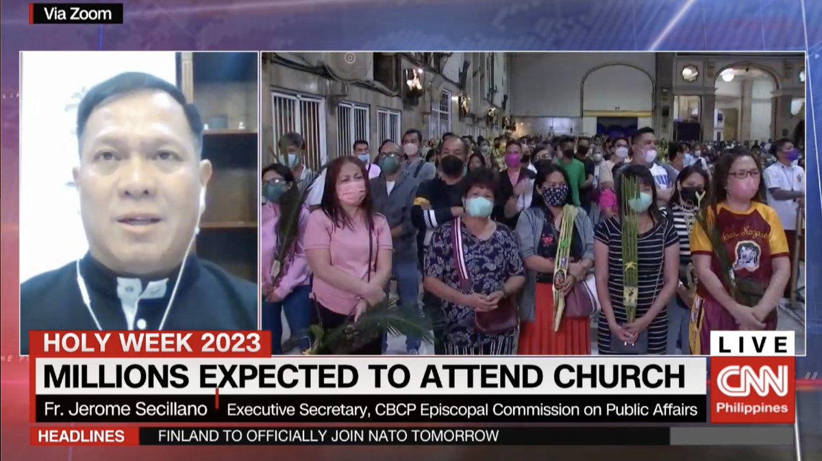 newswatchplusph's tweet photo. @menchumacapagal Millions of Filipinos are commemorating Holy Week this year with restrictions at their loosest since the onset of the COVID-19 pandemic.

CBCP's Fr. Jerome Secillano tells us more on #TheFinalWord | LIVE https://t.co/W2gT46aofx https://t.co/kaqYDVQfPo