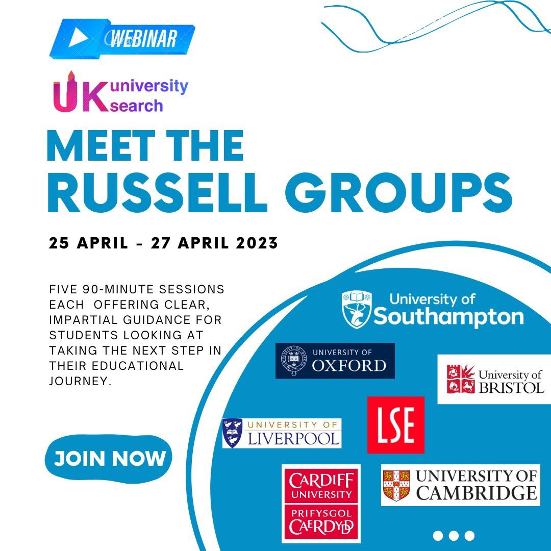 UoSinternational (@unisotonintl) on Twitter photo Join the Russel Group Webinars from 25th April- 27th April, 2023 and learn from experts from <a href="/unisouthampton/">University of Southampton</a> , <a href="/ucl/">UCL</a> , <a href="/durham_uni/">Durham University</a> etc! Sign up using the link below-
ukuniversitysearch.com/fair-signup/me… Join the Russel Group Webinars from 25th April- 27th April, 2023 and learn from experts from <a href="/unisouthampton/">University of Southampton</a> , <a href="/ucl/">UCL</a> , <a href="/durham_uni/">Durham University</a> etc! Sign up using the link below-
ukuniversitysearch.com/fair-signup/me…