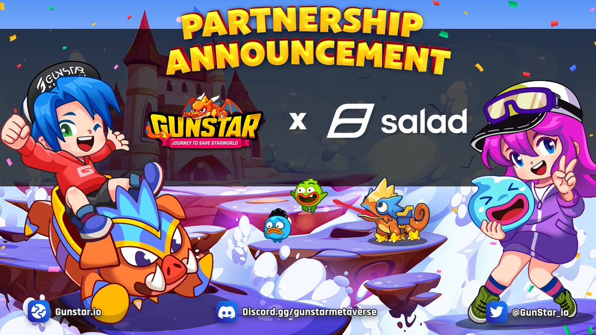 One of leaders in decentralized Web3 labor and creates economic opportunities for all - <a href="/SaladVentures/">Salad🥗</a>. Together, we'll bring new and exciting experiences to gaming community. 

📷 Details: blog.gunstar.io/partnership-an…

#Gunstar #Metaverse  $GSTS $GSC #BuildonBNBChain #BNBChain