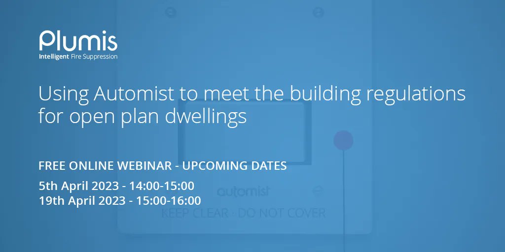 PlumisAutomist's tweet photo. Did you know our Automist system can be used to help meet #buildingregulations in open plan homes? If you’re keen to learn more join one of our building control webinars on 5 or 19 April. Find out more and register here: https://t.co/IT0pFiJvyJ https://t.co/nPs8gVRP4t