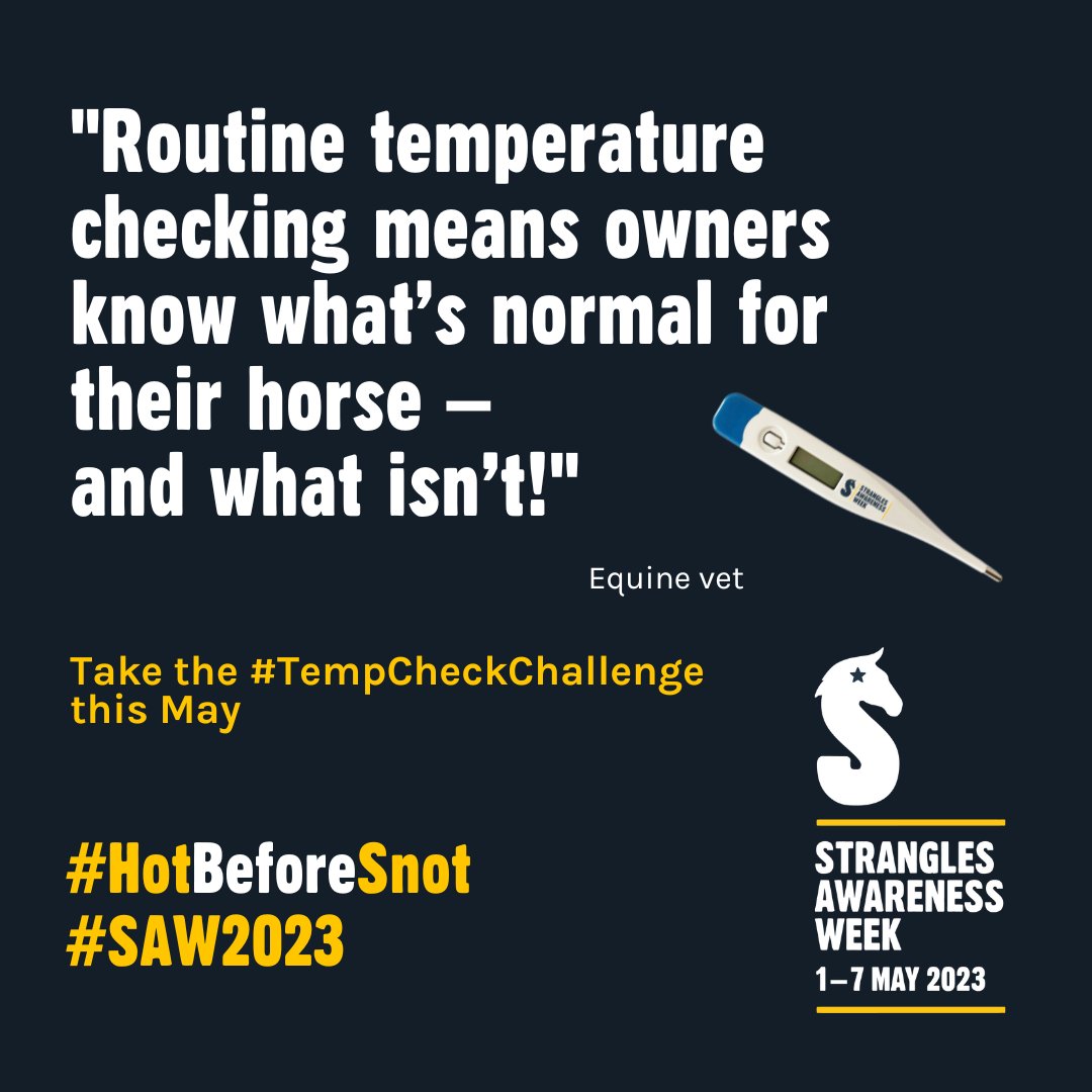 HicksteadEvents's tweet image. Join the #TempCheckChallenge to prevent the spread of strangles.

@StranglesWeek 
#HotBeforeSnot
#SAW2023
#StranglesAwarenessWeek