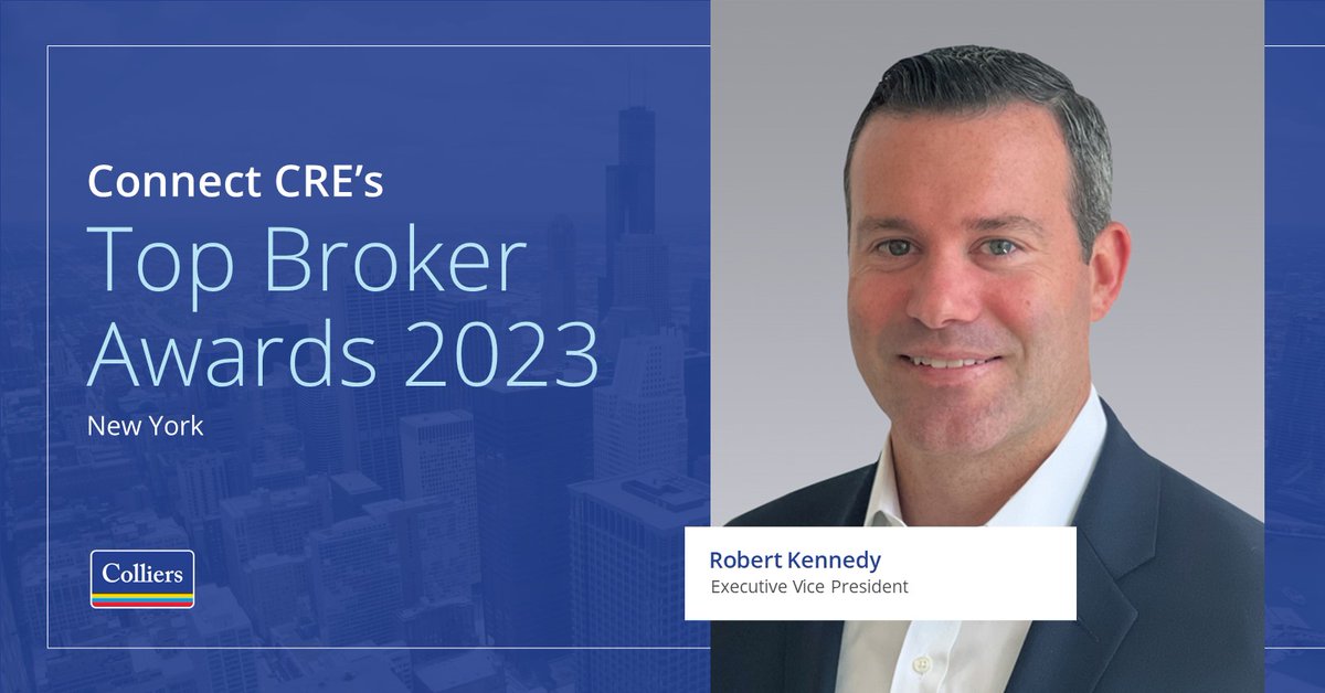 Colliers TriState proudly announces that Robert Kennedy was named one of <a href="/connectCRE/">Connect Commercial Real Estate</a> 2023 Top Brokers. Congratulations, Rob, on this accolade!  Click here to learn more: ow.ly/o78850NxhZT
#ColliersTriState #ColliersNewYork #ConnectCRE