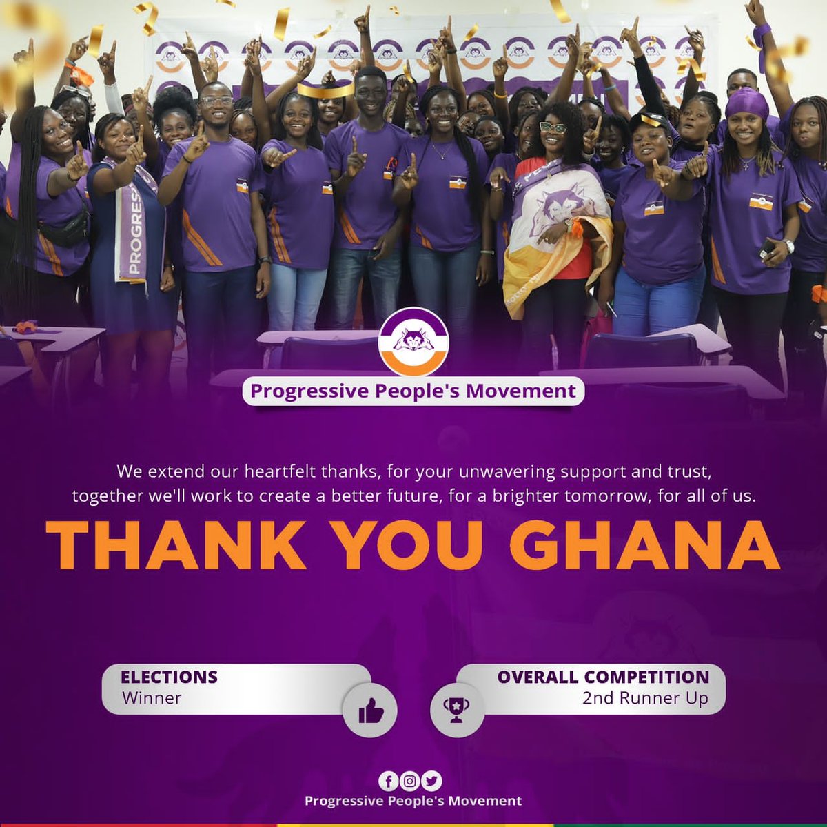 PPM_GIJ's tweet photo. PPM takes a moment to express our sincere gratitude for your unwavering support during the recent political campaign competition. Your encouragement, dedication, and hard work were instrumental in helping us achieve our goals and propel us forward.
@DominicAsitanga 
@LAgyepongGH https://t.co/4PgKEpfSSX