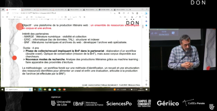Respadon_Projet's tweet photo. Au colloque #webarchive #ResPaDon, Christian Cote @UJML débute sa présentation en décrivant un projet d'une durée de 4 ans, le projet @lifranum.
➡️Programme : https://t.co/Bsmo8XgJCt
➡️Live : https://t.co/n6ZBJddnRb
#crawl #Heritrix @DLwebBnF https://t.co/2FFjOlkv2t