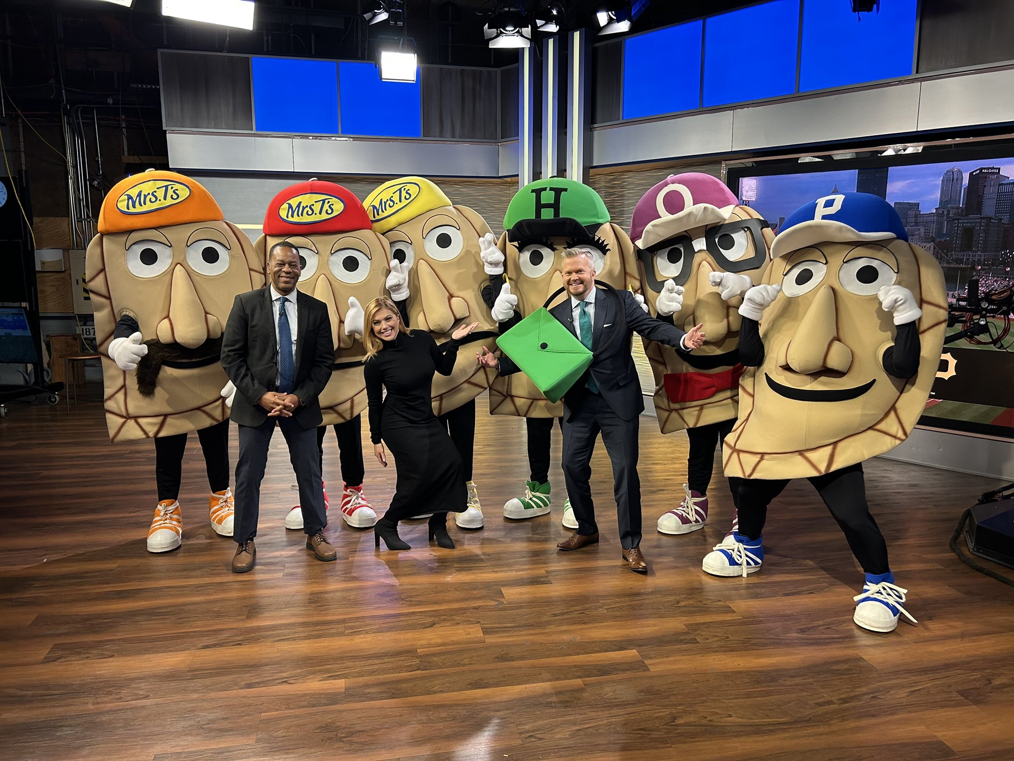 PittsburghTodayLive on X: ⚾️ It's so much fun having the @Pirates Pierogies  in the @KDKA studio today! It's nearly time for the big Home Opener at PNC  Park. #playball #pierogies #teamptl  /