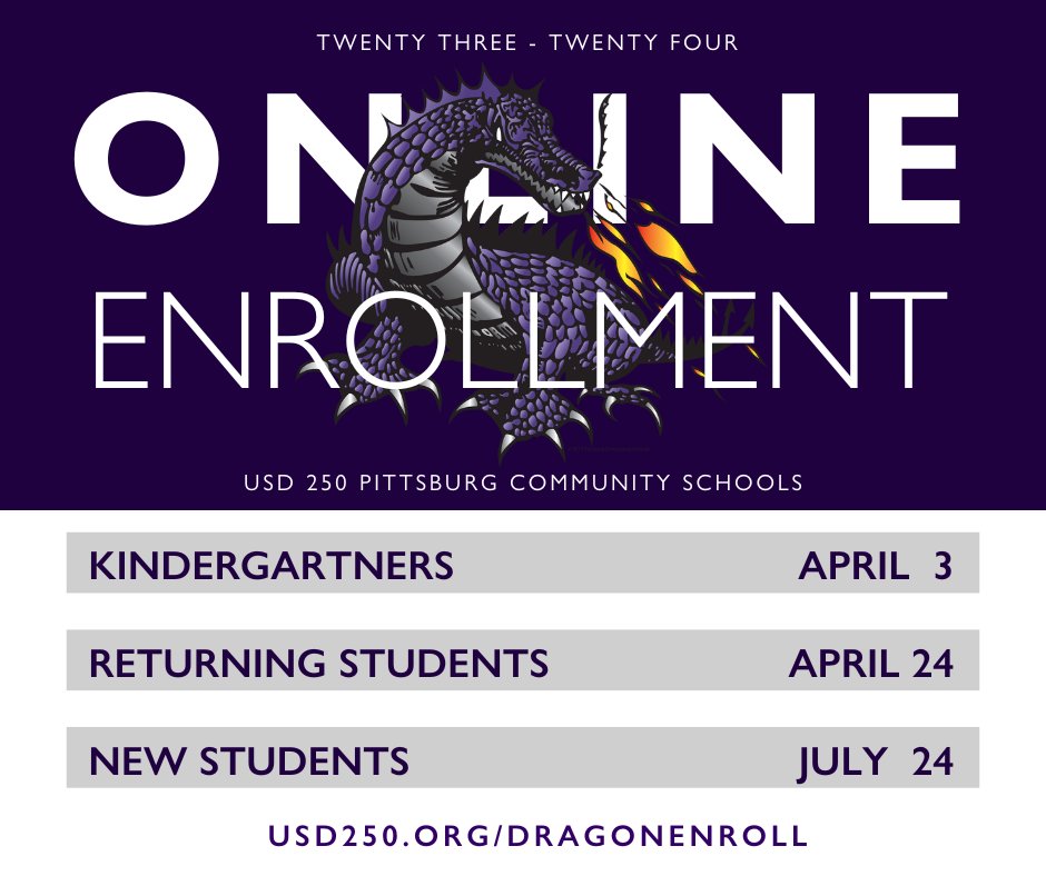 INCOMING KINDERGARTNERS: Online Enrollment is OPEN! 💻️
For more details, visit: usd250.org/DragonEnroll
