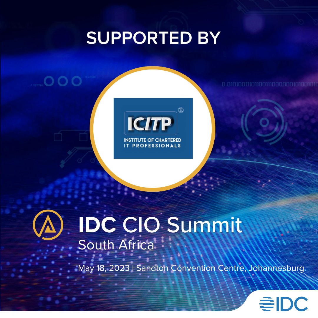 icitpza's tweet photo. #WeAreChartered | Up next is arguably the most anticipated series of summits, namely the IDC South Africa CIO Summit, in South Africa, East Africa, &amp; West Arica. #IDCSACIO 
Join us and IDC META Events on the 18th of May 2023: Register Here >>> https://t.co/5eYq2HM3La https://t.co/uiVFN96WJO