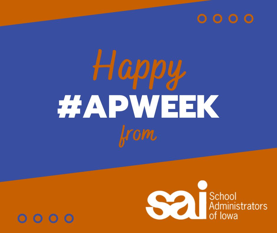 sai_iowa's tweet photo. 🎉We're celebrating assistant principals during #APWeek, April 3-7! 

Celebrate your assistant principals:
https://t.co/VQy9UzScgb https://t.co/1AbZqQX9i1 https://t.co/Ce17hR0jwE
