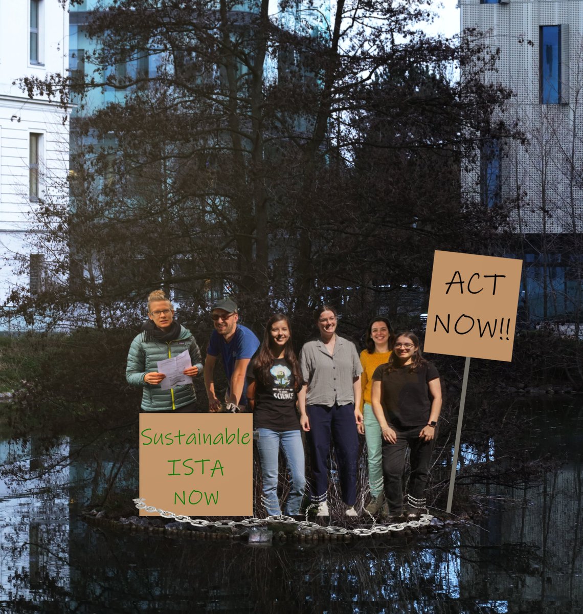 ISTA Sustainability Group (@istasustainable) on Twitter photo Several media outlets claim that last Saturday, we chained ourselves to the island in the <a href="/ISTAustria/">ISTAustria</a> pond, warning that while awareness about the CO2 emissions resulting from ISTA’s activities is growing, there is still a lot to do. We deny that any such action took place. 1/2 Several media outlets claim that last Saturday, we chained ourselves to the island in the <a href="/ISTAustria/">ISTAustria</a> pond, warning that while awareness about the CO2 emissions resulting from ISTA’s activities is growing, there is still a lot to do. We deny that any such action took place. 1/2