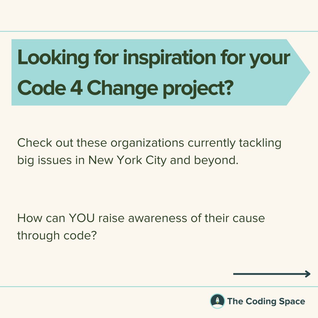 thecodingspace's tweet image. 🌎💻 Looking for inspiration for your #Code4Change project? Check out these real organizations tackling global issues. How can you raise awareness of their cause through code?
#TheCodingSpace #CodingForBeginners #KidsWhoCode #CodingIsFun #CodingIsLife #Coder #C4C