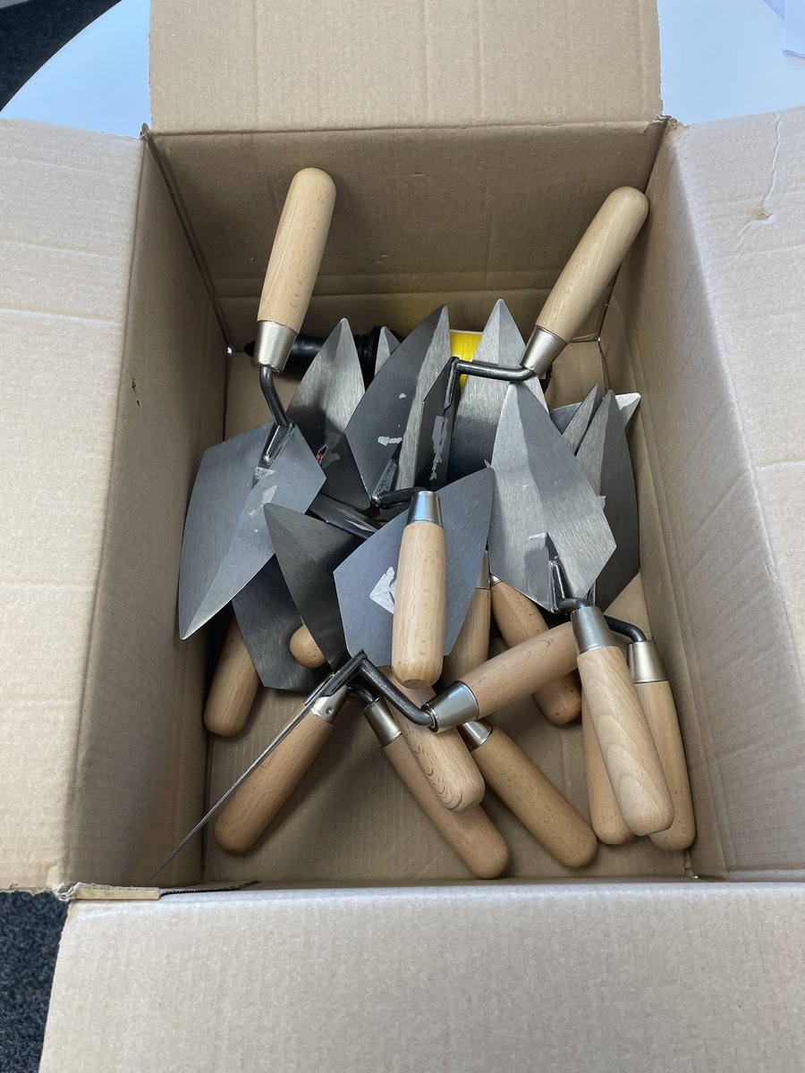 We have 15 young people from @TheBHYC coming to one of our Construction Sites in #Blackpool tomorrow - to try out at a bit of bricklaying - got the shiny new trowels ready.