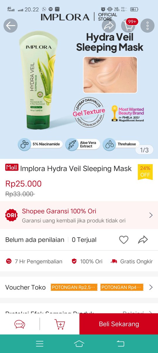 Enak banget pake varian yang ini teksturnya ringan, auto fresh banget wajah dibuat mask ini keren kudu cobain 
Unveil Your Beauty
#UnveilYourBeauty