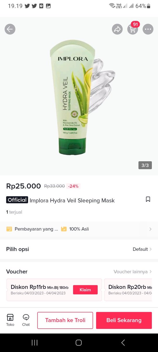 Unveil Your Beauty dengan produk terbarunya IMPLORA yapss Hydra Veil Sleeping Mask karna ada kandungan aloe veranya yg bermanfaat untuk mencerahkan dan melembabkan kulit keren bgt deh IMPLORA #UnveilYourBeauty