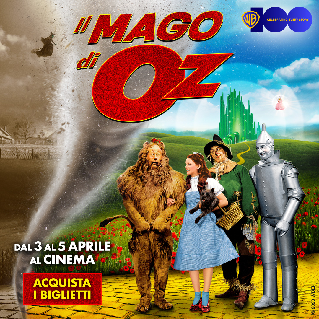 IL MAGO DI OZ torna sul grande schermo dal 3 al 5 aprile: pronti a ripercorrere la strada di mattoni gialli insieme a Dorothy, lo Spaventapasseri, l’uomo di latta e il Leone Codardo?#cinemaplinius