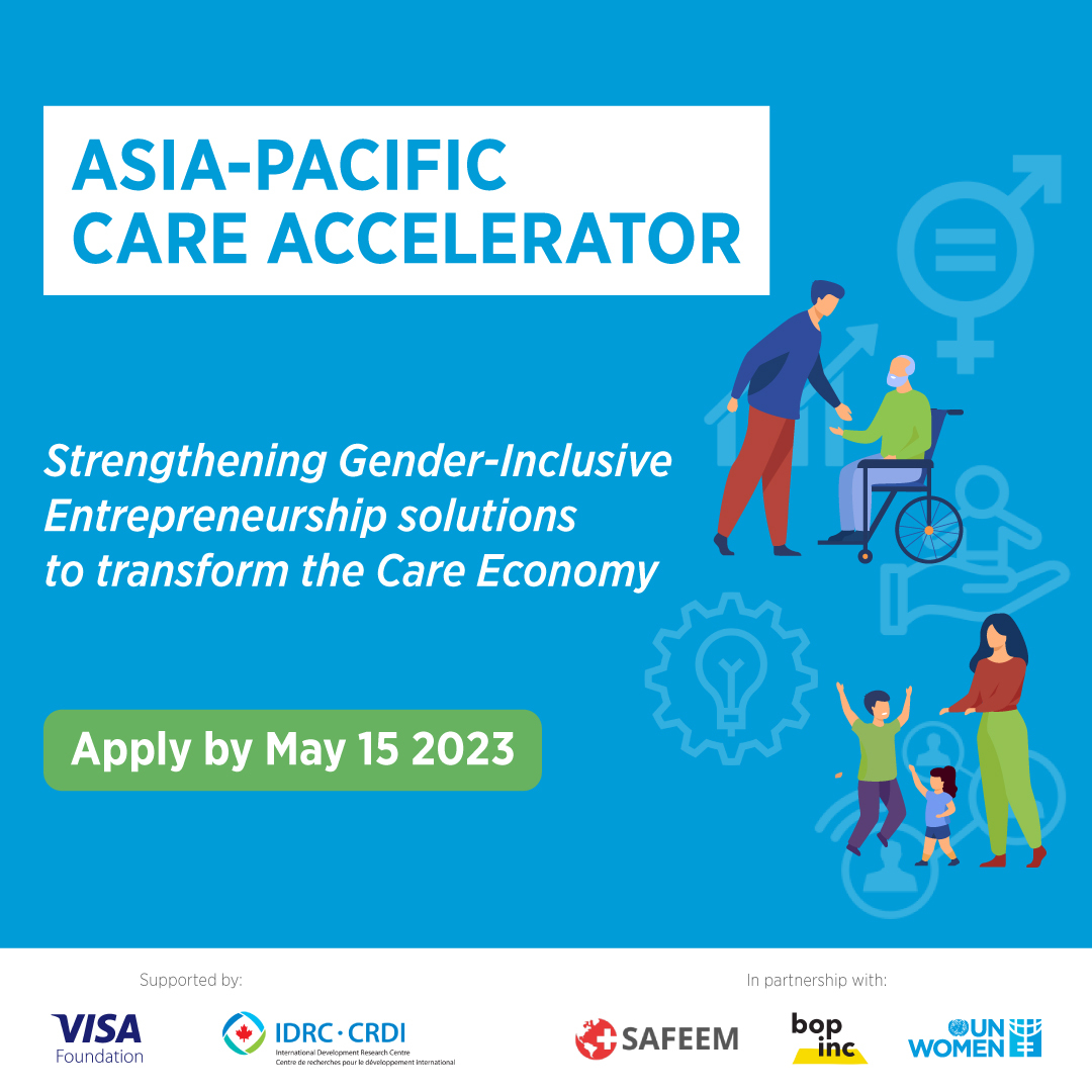 📢Calling all care entrepreneurs!
@Visa Foundation & @IDRC_CRDI  with Bopinc, @Seedstars & @UN_Women will be running a 10-month long accelerator for entrepreneurs in the care sector that aims to increase affordability, access & quality of care services
#Care4WEE #CareAccelerator
