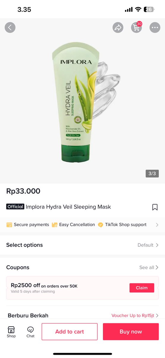 kemarin katanya bru aja rilis yg Hydra Veil Sleeping Mask punyanya implora. Gak sabar sih mau nyobain apalagi ada kandungan niacinnya jdinya produknya nih kek multitasking gitu. Keren sihh Unveil Your Beauty with implora nih #UnveilYourBeauty