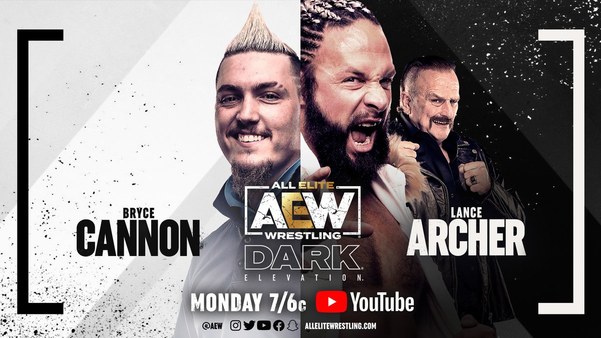 AEW's tweet image. Watch #AEWDarkElevation TONIGHT at 7/6c!
▶️ YouTube.com/AEW
- @angelica_risk vs. @Skyebyee
- @realbrycecannon vs. #LanceArcher (@LanceHoyt)
- @KelseyHHeather vs. @TheJuliaHart 
- @TheKipSabian vs. @LEONRUFF_