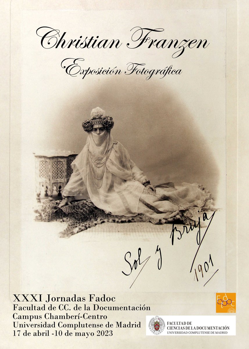 👉📸Exposición fotográfica CENTENARIO CHRISTIAN FRANZEN  organizada por el Grupo de Investigación Fotodoc (UCM) y la Facultad de Ciencias de la Documentación.  Sala de Juntas. Facultad de Ciencias de la Documentación. 
🗓️Desde el 17 de abril al 5 de mayo.