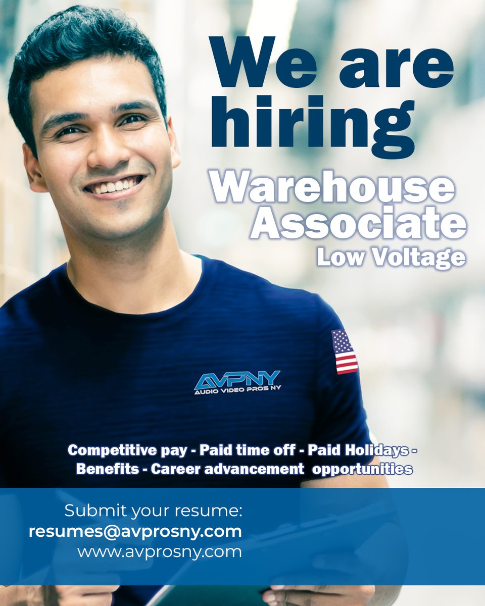 ny_pros's tweet photo. Av Pros NY is seeking for a warehouse associate team member with experience in low voltage/electric/ IT/AV warehouse management. Ideal candidate is familiar with equipment needed for the fields mentioned before. Experience is a plus, however we will train the right candidate. https://t.co/geRGHqjTUx