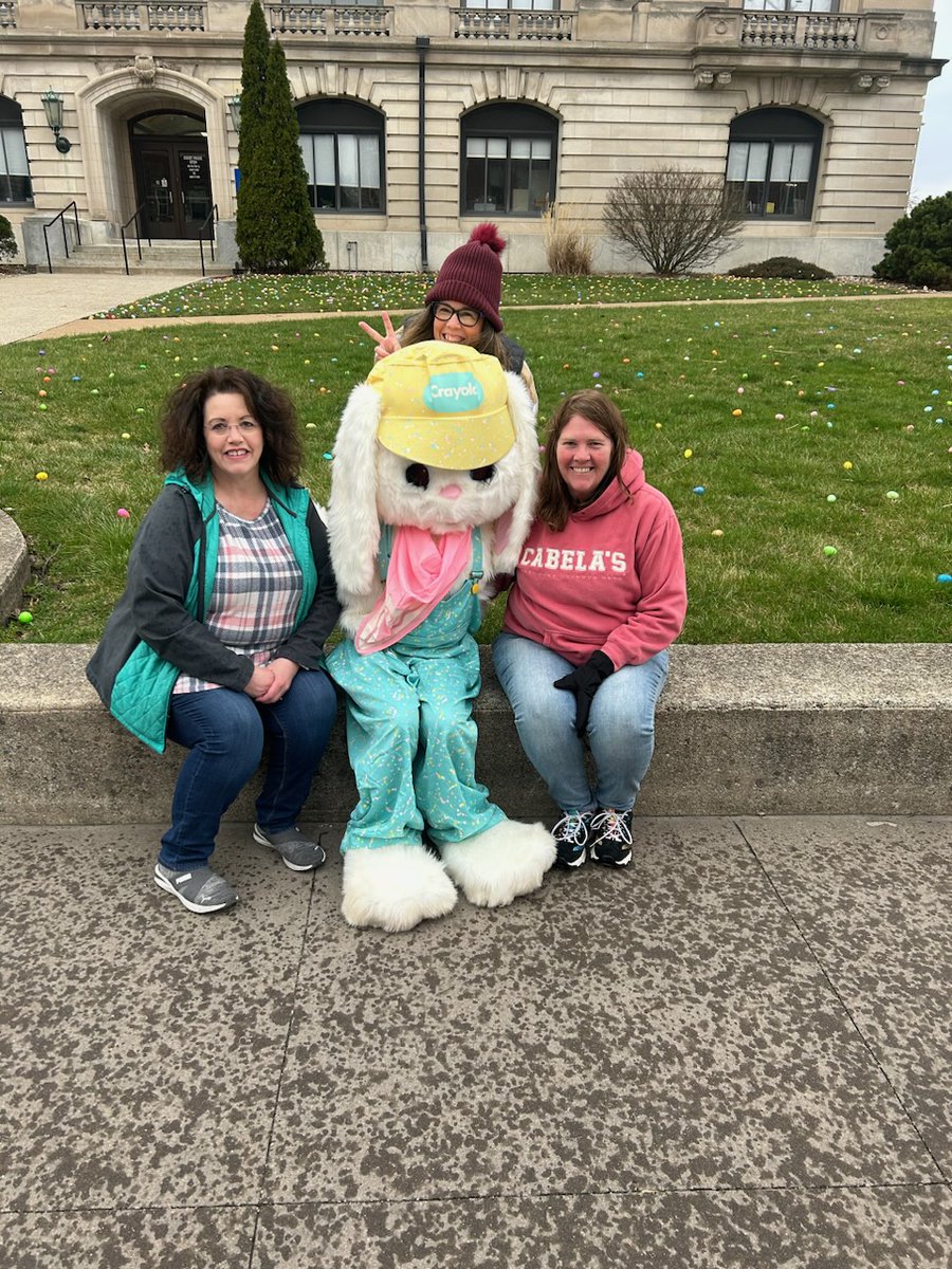 It was a cold and windy day, but that didn't stop the fun! Delphi's Easter egg hunt was underway. St. Elizabeth appreciates the partnership with @DelphiMainStreet for a fun event.