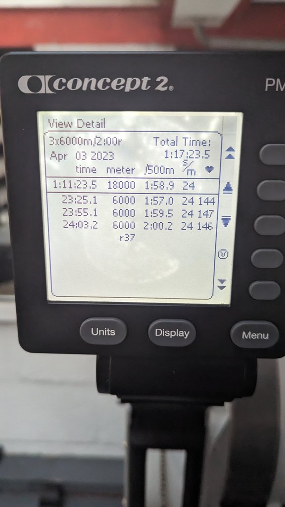 martin_evans's tweet photo. Monday night metres, keeping the HR reasonably sensible at 24spm 👍
.
#concept2 #concept2rowerg #concept2rower #indoorrowing #rowingmachine #indoorrowingMachine #rowing #gorowindoor #fitness https://t.co/hSfh6UMavJ