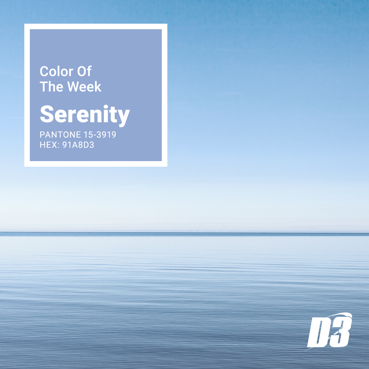 d3Inc_'s tweet image. Hopefully this week&apos;s color, serenity, brings some calm to your day! #d3 #spring #coloroftheweek #pantone