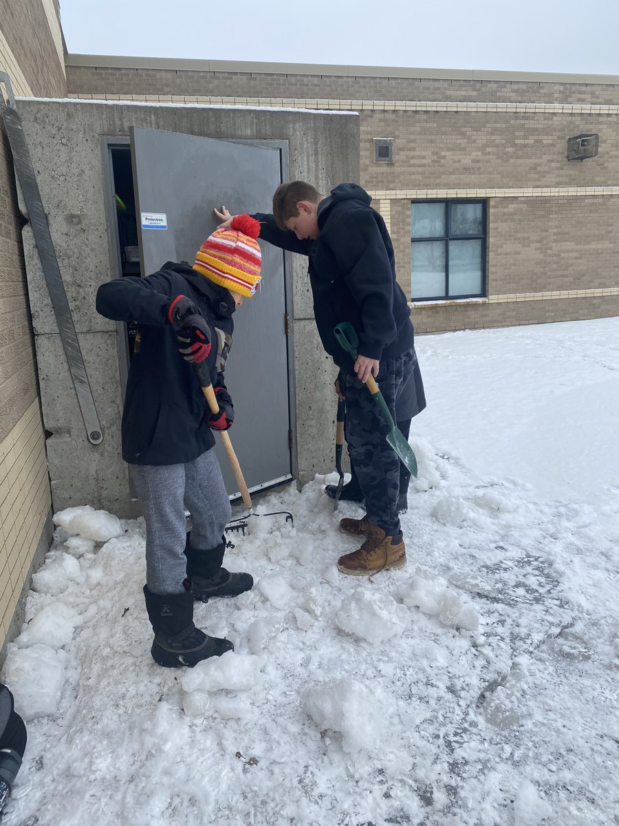 Our outdoor storage door a#has been blocked shut but this morning these three young men dug it all out!!