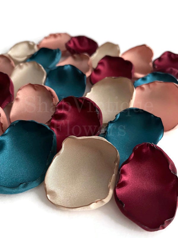 Maroon, rose gold, teal, champagne mix of 25 flower petals, Boho Chic Wedding Decor, Wedding Aisle Decor tuppu.net/ffa5bacd #Partydecor #Weddingplanner #Weddingdecor #Bridetobe #Bridalshower #EngagementParty