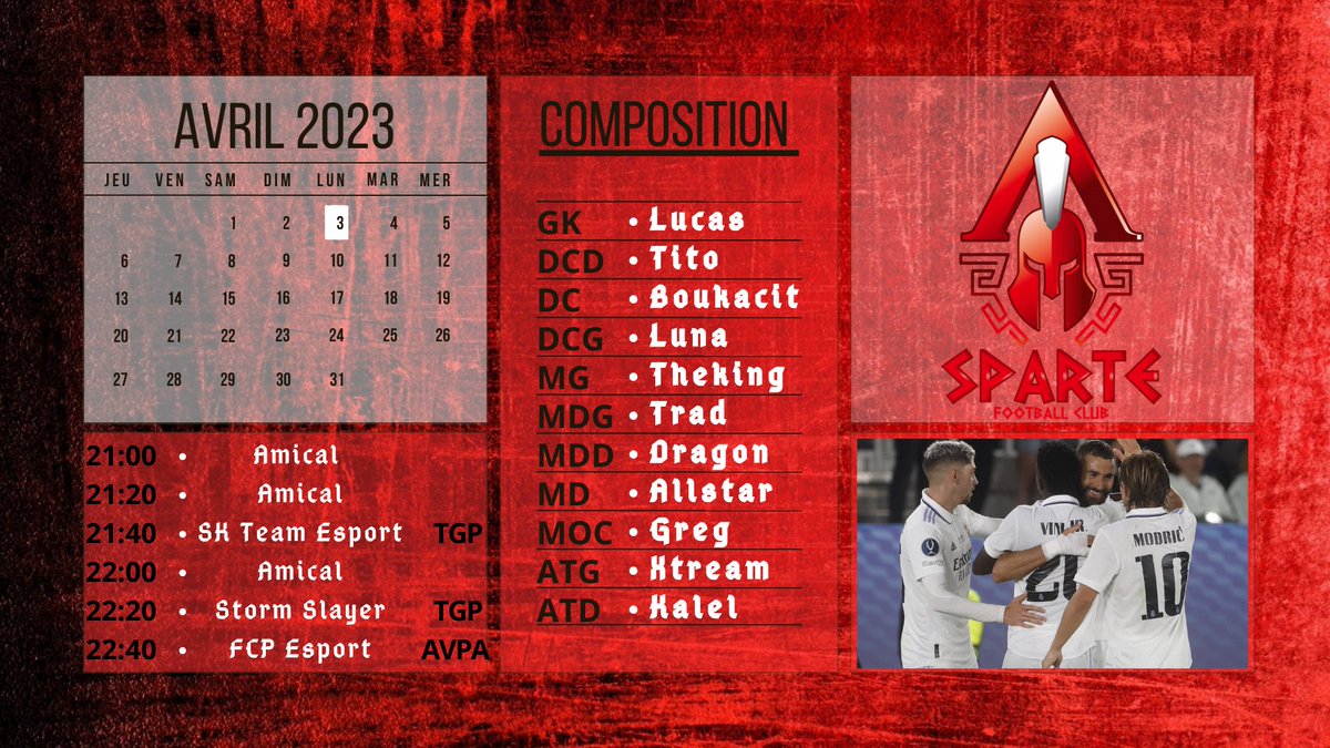 Nos 11 Spartiates du soir pour nos début en <a href="/TGP_Events_/">TGP EVENTS</a> et @AVPAFR ⚔ 🔴⚫