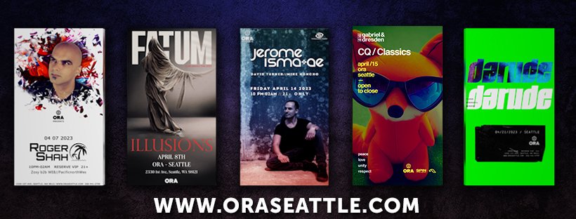 THTWorldPrdctns's tweet photo. Coming to @oraseattle
@roger_shah 04/07/2023
@fatummusic 04/08/2023
@JeromeIsmaAe 04/14/2023
@GabrielNDresden 04/15/2023
@Darudevil 04/21/2023
#trance #house #progressive #dancemusic #thtworld #oraseattle #seattle #dancemusic #nightlife https://t.co/UFVDmaUQNa