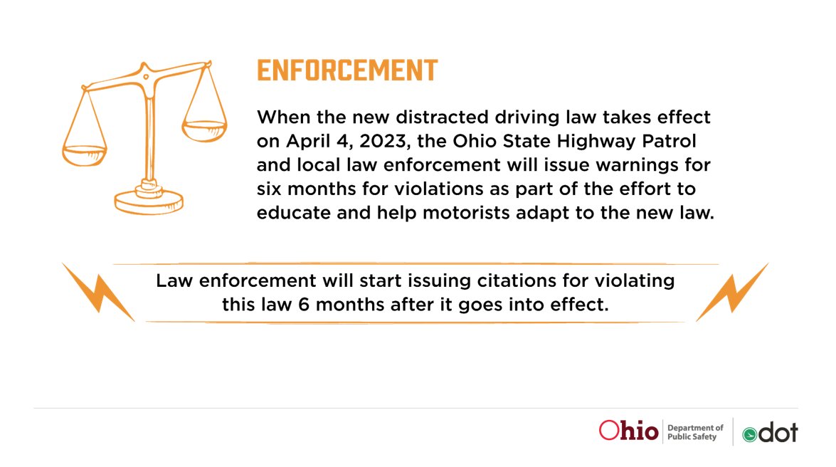 CincyPD's tweet image. Starting tomorrow, April 4, 2023, it will now be illegal to use or hold a cell phone or electronic device in your hand, lap, or other parts of the body while driving on Ohio roads.

Please see attached flyers or visit PhonesDown.Ohio.gov for more information.