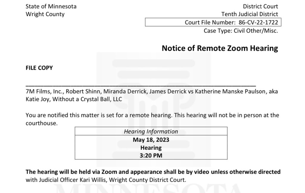 L. Rubin on Twitter "7M v KJ Zoom hearing May 18, 2023 320 CST No