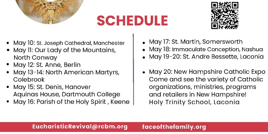 CatholicNH on Twitter "Calendar update! The Eucharistic Revival Relic
