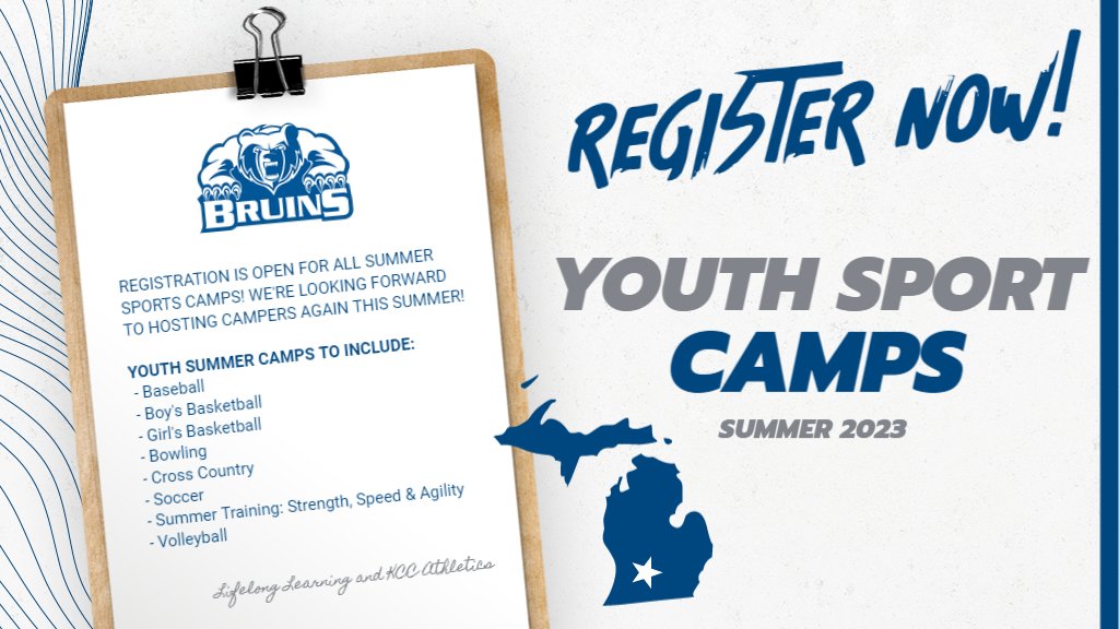 KelloggBruins's tweet photo. ‼ Join Lifelong Learning and your @KelloggBruins this summer for Youth Sport Camps ‼

We're partnering to host SIXTEEN awesome camps and want you to be part of the action!

Register at: https://t.co/lewM9kbS59

#KCCCommunity #KelloggBruins #SummerCamp #SportCamps @Kellogg_CC https://t.co/b6L8vF32na