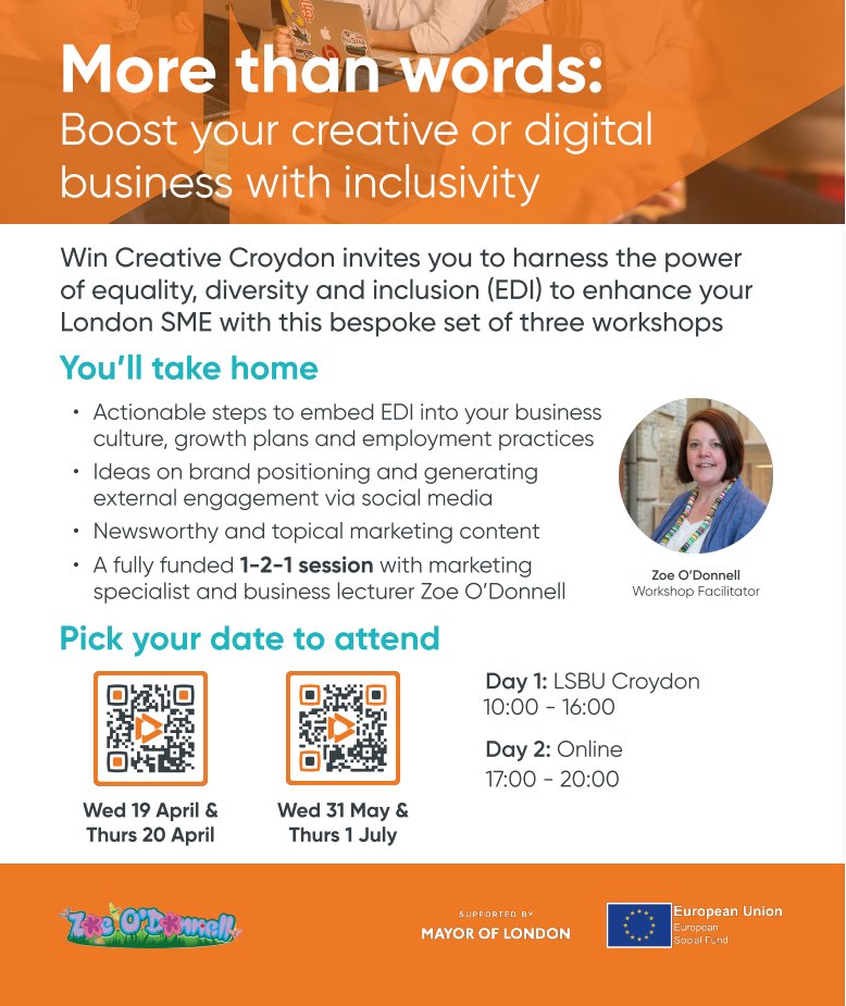 Creative Croydon invites you to harness the power of equality, diversity and inclusion (EDI) to enhance your London SME with this bespoke set of three workshops! Sign up now! eventbrite.co.uk/e/more-than-wo… @LSBU