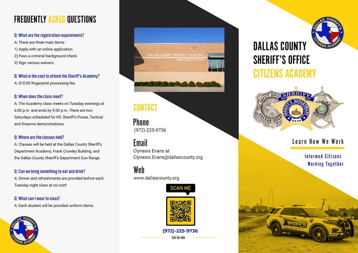 DSO Citizens Academy is back in Sept. This is a great opportunity for the community to get involved as well as gain valuable insight and knowledge into the Sheriff’s Department’s role in law enforcement.  Here is the link to the website: dallascounty.org/.../sheriff/ci… .