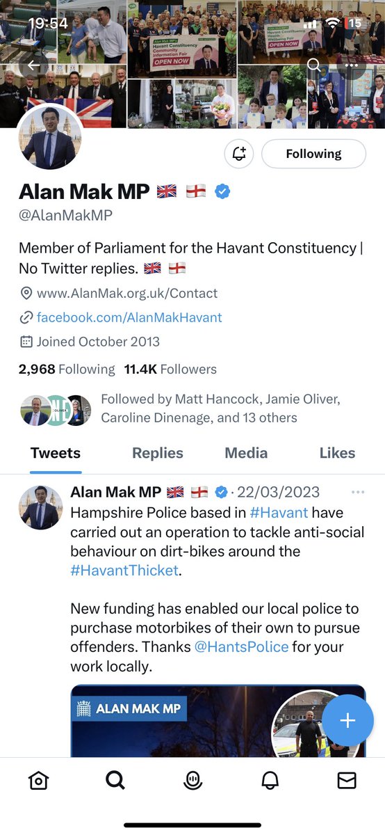 DemiTitcombe's tweet photo. @carolvorders @AlanMakMP no mention of Conservatives in his bio. https://t.co/F6BVLe9ss3