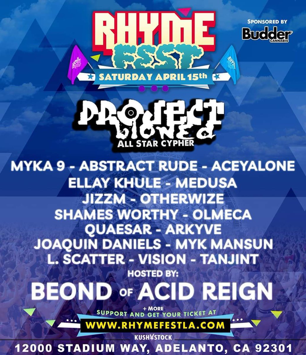 Tanjint Wiggy (@tanjint) on Twitter photo High Desert homies, catch me on what I suspect will be one of the biggest stages I've had the privilege to rock thus far later this month!
<a href="/kushstockfest/">Kushstock Festival</a>
<a href="/RhymeFestLA/">Rhyme Fest LA</a>
#rhymefest #tanjintwiggy #famlikely #whatsthecode #adelanto #iehiphop
#westcoastavenger #projectblowed High Desert homies, catch me on what I suspect will be one of the biggest stages I've had the privilege to rock thus far later this month!
<a href="/kushstockfest/">Kushstock Festival</a>
<a href="/RhymeFestLA/">Rhyme Fest LA</a>
#rhymefest #tanjintwiggy #famlikely #whatsthecode #adelanto #iehiphop
#westcoastavenger #projectblowed