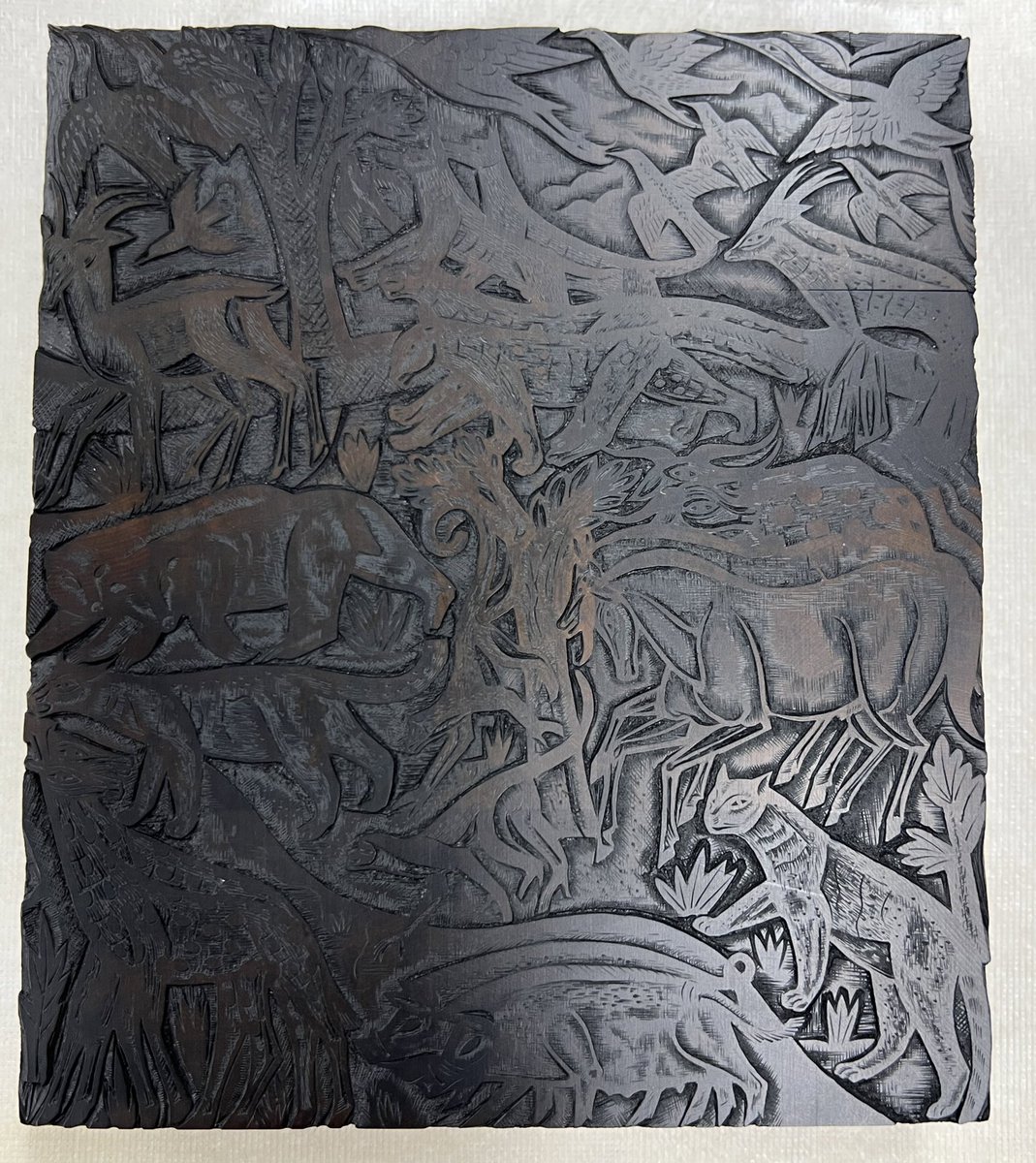 SF_Conservation's tweet photo. Doing an initial condition check on some lovely #woodblocks today potentially going on #loan . Printing blocks made by #DavidJones - story of #Noah and #TheArk 
My favourites 
#TheAnimalsCame and #TheDove https://t.co/jXEoCVESMI