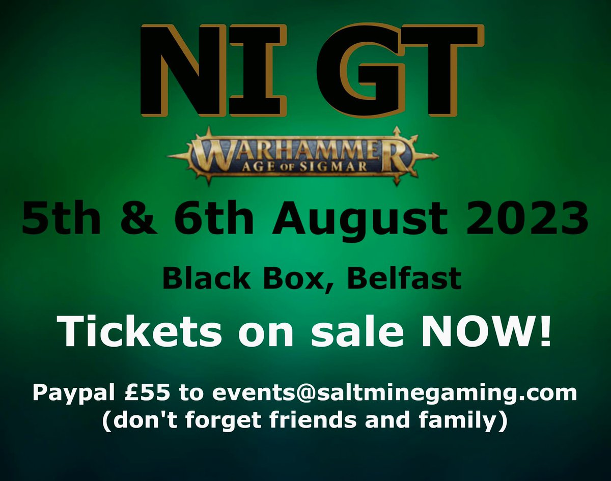 Ticket sale now LIVE!!!
Paypal to - events@saltminegaming.com

Look forward to seeing you all there. 🎲🎲🎲