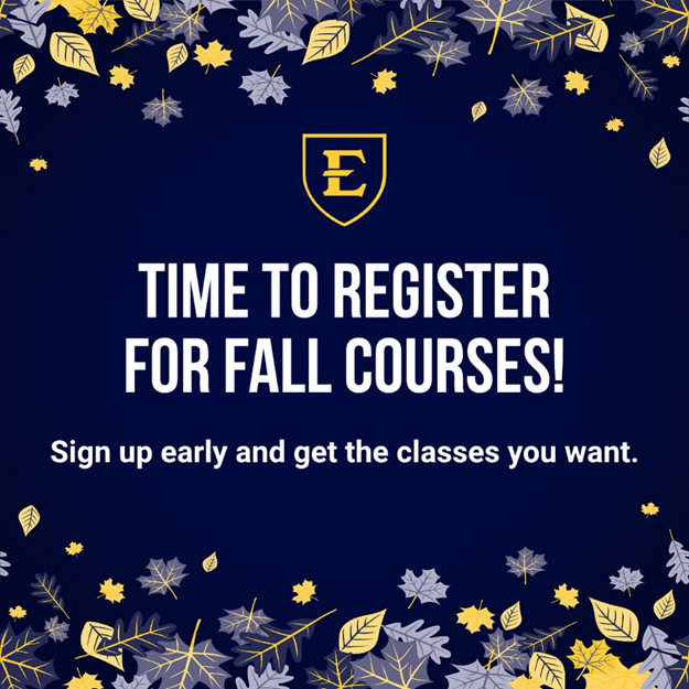 Bucs, Check your Registration Status on GoldLink to see when you can start registering for Summer and Fall 2023. 
goldlink.etsu.edu/home