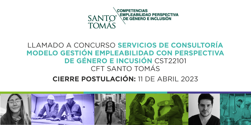 SantoTomas_ST's tweet photo. El Centro de Formación Técnica Santo Tomás, requiere contratar a una firma para la ejecución de “Asistencia técnica firma levantamiento, análisis, y diseño Modelo gestión de Empleabilidad – CST22101”. https://t.co/o0rtaXXRqn