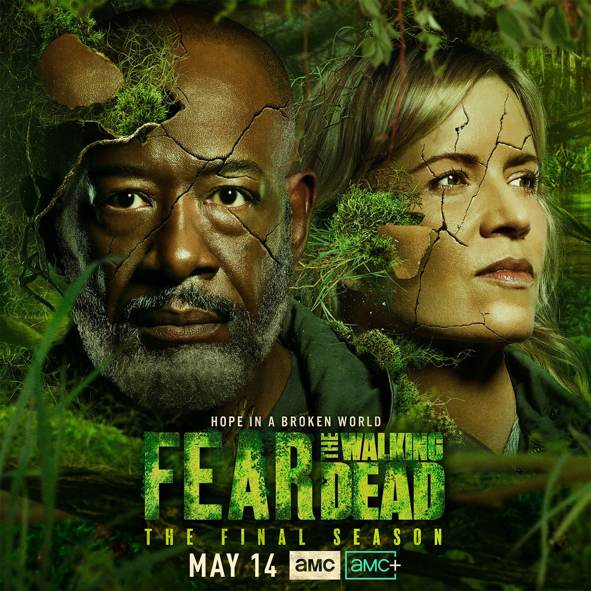 AuthentiK_C's tweet photo. Our visual challenge? Capture #HOPE IN A BROKEN WORLD for the final season of #FearTheWalkingDead. What do you think? #keyart #adagency 

Morgan and Madison are back. The final season of #FearTWD premieres May 14th on AMC  and #AMC+ .
😱
#scary #zombie #zombie #series #fear https://t.co/A3ycs8Fflo