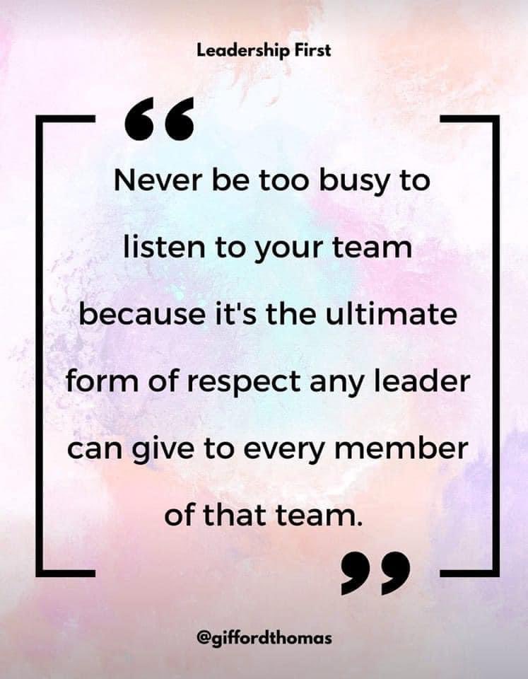 You should never be too busy to listen because it’s the ultimate form of respect anyone can give to another human being. #relationshipsmatter #peoplematter #schoolfamily #nevertoobusy