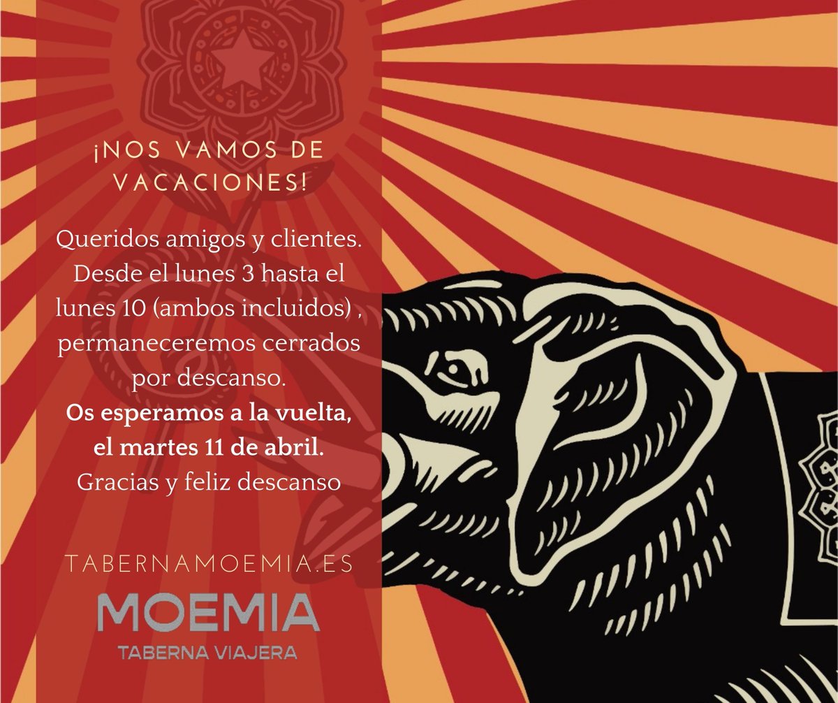 📢📢📢 ¡¡FELIZ SEMANA SANTA!! 📢📢📢

Queridos y estimados amigos, desde hoy hasta el lunes 10 estaremos cerrados por descanso, recargando pilas para volver con novedades y con más ganas de seguir disfrutando juntos.

¡Nos vemos el martes 11 de abril en el horario habitual!