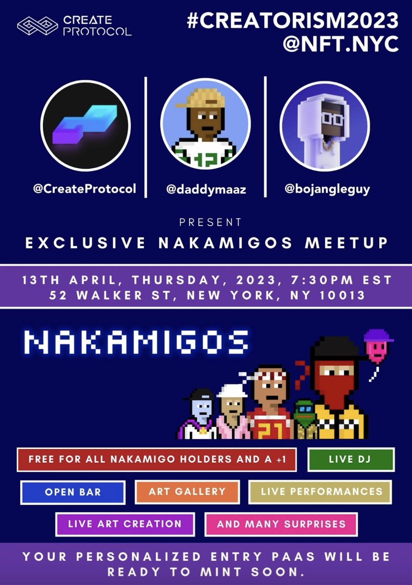 BojangleGuy's tweet photo. THE @Nakamigos CAN'T BE STOPPED!! RUMOR HAS IT THAT IF WE HIT 1ETH @beeple IS COMING TO THE PARTY IN NYC! 😜

This is going to be THE party to attend at NFTNYC. The free mint for the collectible NFT (which will be your ticket to get in) will be dropping soon 🔥 https://t.co/Y3qLtNGlqf