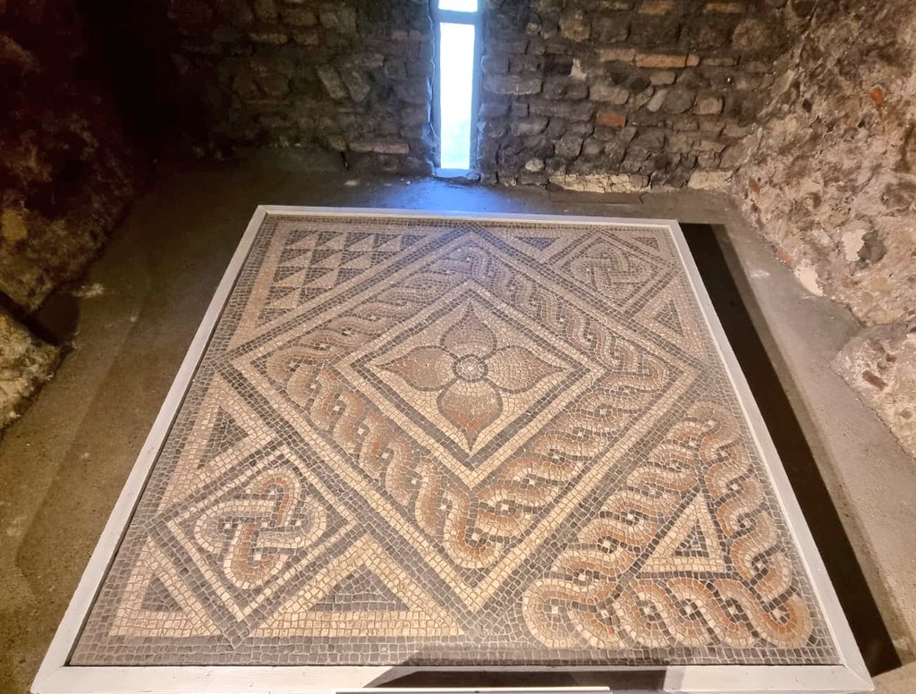 AlabasterMiss's tweet image. Two sections of 2nd century #Roman #mosaics #MosaicMonday from North Hill, Colchester, attractively displayed at the excellent @ColMuseums Colchester castle.