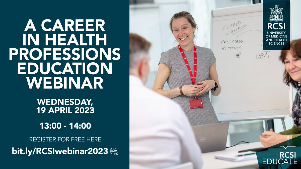 Don't miss out! Join our upcoming webinar on a career in health professions’ education. Learn valuable tips and techniques from our experienced educators. Register now! #Career #Webinar #healthprofessions bit.ly/RCSIwebinar2023